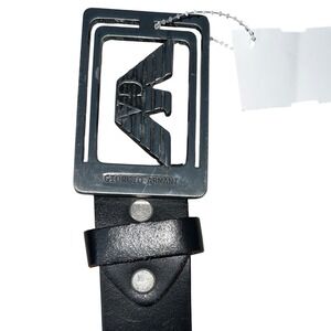 Giorgio Armani Men's Black Leather Belt Eagle Logo Buckle